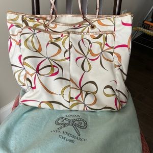 Anya Hindmarch Ribbon logo canvas tote